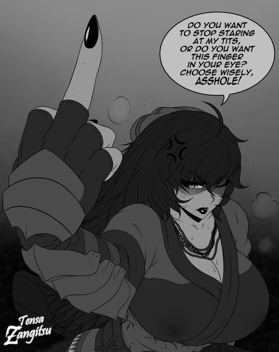 “Hey!! Do you want to stop staring, or lose one of your perverted eye balls?!”

🪶Raven (Milf) Branwen

🪶18+ RP/Parody Account

🪶Det./Lit. Roleplayer

🪶Bi, Slight Fem Lean

🪶More Info Down Below!

#RWBYRP|#LewdRP|#NSFWRP|#MVRP|#SexRP

❤️&amp;🔁 To Choose Wisely!