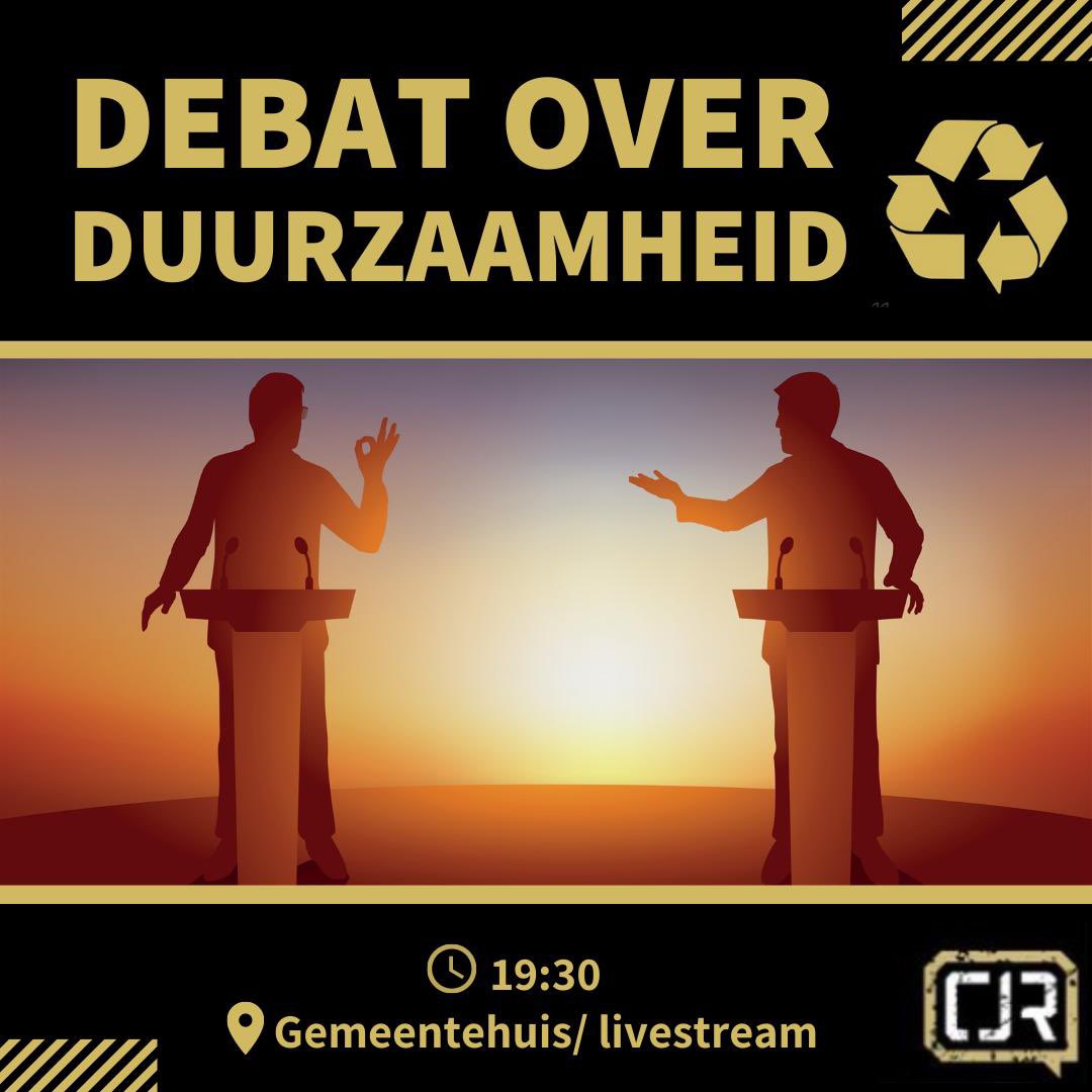Vanavond gaat de CJR in debat met de gemeenteraad over het thema duurzaamheid. Het debat start om 19.30 en is te volgens op het gemeentehuis. Je kan het debat ook via de livestream volgen!