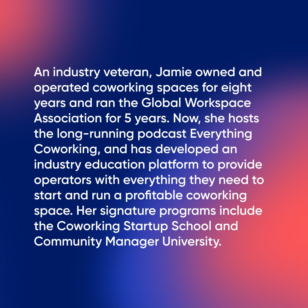 officernd's tweet photo. Introducing our #keynote speaker Jamie Russo!
She’s a passionate #coworking space entrepreneur who is successfully leading the industry podcast @evrythingcowork. Join her in the session “The New Era of Work” on the 21st!
#flexworld https://t.co/lcJL1616WH