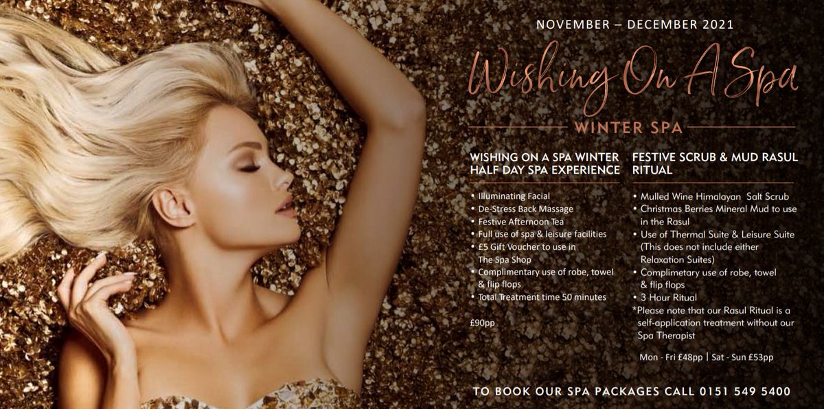 Wishing On a Spa ✨🌙💆‍♀️
Winter Half Day Experience ❄️

▪️ £90pp ▪️

📲 0151-549-5400 to speak to our spa team today