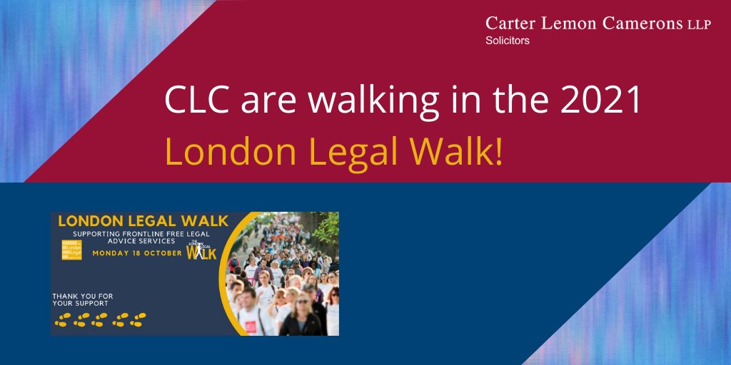 On 18 October, we are taking on 10k and walking with the Lord Chief Justice and thousands of #lawyers to raise funds for the <a href="/londonlegal/">London Legal Support Trust</a> Support Trust.

For #donations to support frontline #freelegaladvice services: bit.ly/3FlT4pH

#LondonLegalWalk2021 #LLW2021