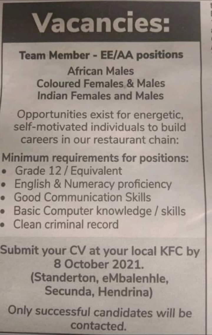 MetjahTebogo's tweet photo. Job vacancies ❗❗ 
Please retweet ♥️🙌 https://t.co/e6qKyJ4eUi