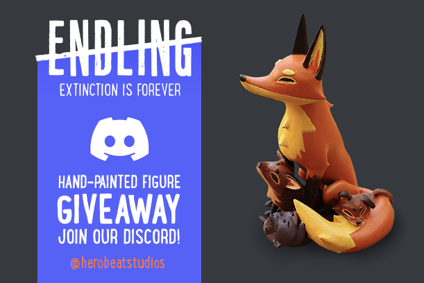 HerobeatStudios's tweet photo. To celebrate #SteamNextFest we are giving away this hand-painted figure of #Endling! To enter, simply: 

1⃣ Follow us
2⃣ Tag a friend 
3⃣ Join our discord (https://t.co/NaW5jZEWWC)

Before Thursday 14th October 7PM CET. Participate on #Instagram as well to double chances to win! https://t.co/sgSo67t4yn