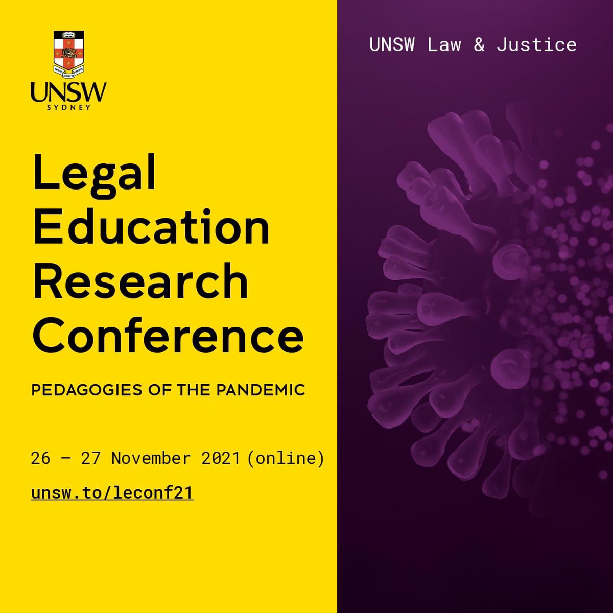 AcademicsLaw's tweet photo. NEW: UNSW LEGAL EDUCATION CONFERENCE program is here https://t.co/aKuJ2D7VdY Registration is free! @UNSWLaw is looking forward to seeing you online in November. 👀 #legaled #legaleducation #auslaw https://t.co/uV3x4IVjgP