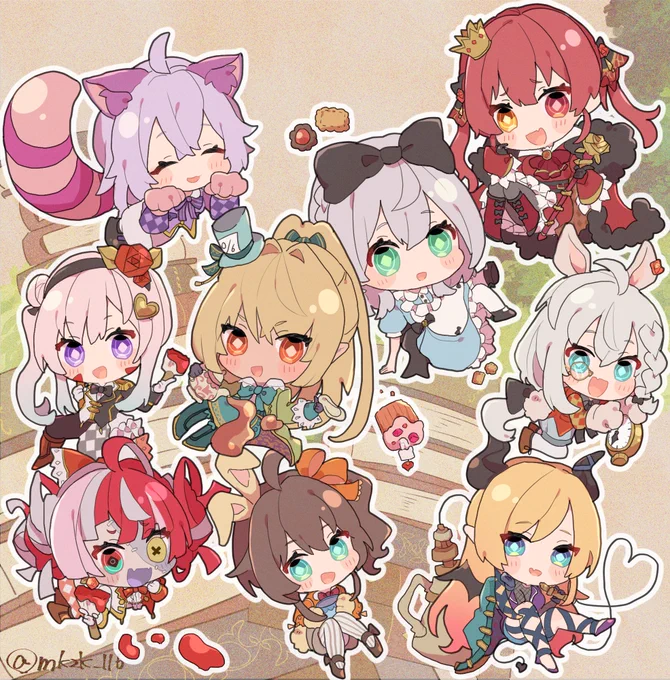 不思議の国inホロライブ♡
#しらぬえ #ノエラート #絵フブキ  #祭絵 #しょこらーと #絵かゆ #graveyART #ioarts #マリンのお宝 