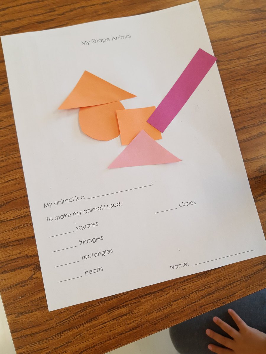 Yesterday we began our 2D shape unit and made animals out of shapes.