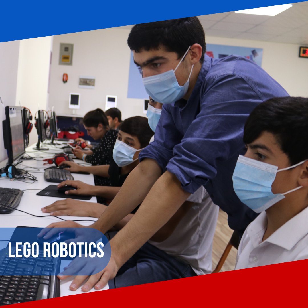 ASKulob's tweet photo. LEGO ROBOTICS🔩💻. 

Muhammad Sharifzoda and Mijgonai Muhiddin provided another Lego Club' activity for school students. Now they're learning the programming of Lego Robotics. 
Quick remider: you also can join our Lego Club each Wednesday at 3:00pm. 

#askulob #americanspacekulob https://t.co/Whkq0jRgWQ