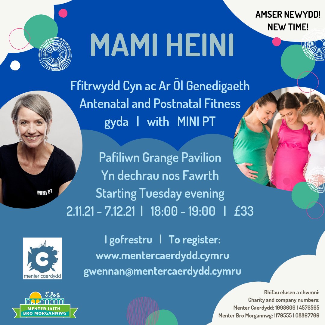 MenterCaerdydd's tweet photo. 🌟 Sesiwn newydd MAMI HEINI New session 🌟

Ffitrwydd cyn ac ar ôl genedigaeth.

Antenatal and Postnatal Fitness.

@miniptpride

Pafiliwn Grange Pavilion 
2.11.21 - 7.12.21
18:00 - 19:00
£33

https://t.co/zTeXxKOn1z

#cymraeg  #mentrauiaith
@Grange_Pavilion 
@CylchGrangetown https://t.co/xWolNCaUbp
