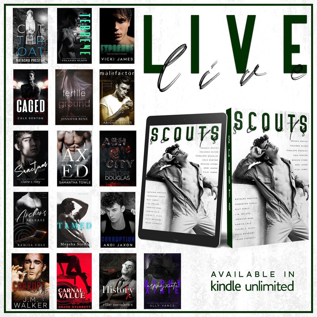 💚 SCOUTS IS LIVE! 💚
 
Available in Kindle Unlimited - geni.us/Scouts
 
SCOUTS is a limited time forbidden romance anthology containing new stories from a collection of your favorite authors.