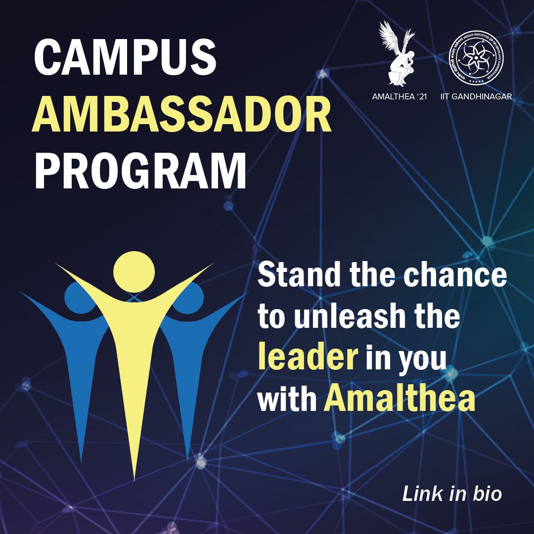 amalthea_iitgn's tweet photo. The Campus Ambassador program of Amalthea is here! Enroll and hone your #leadership skills and enhance your eminence at your institute and professional front. Also, get a chance to win exciting prizes!
Head to link in bio to register!
#caprogram #leader #amalthea #iitgandhinagar https://t.co/zH9WgbxBo6