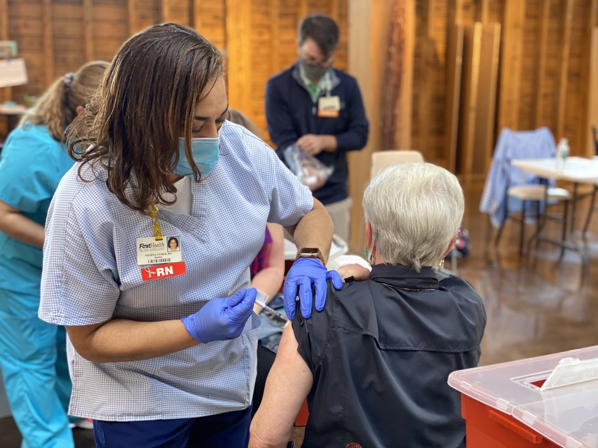 FirstHealth's tweet photo. BOOSTER SHOTS AVAILABLE: #FirstHealth will offer Pfizer booster shots to eligible members of the public at two upcoming clinics at the Fair Barn. Appointments are required for the Oct. 12 and Oct. 19 clinics. https://t.co/vghKk5z6Mi