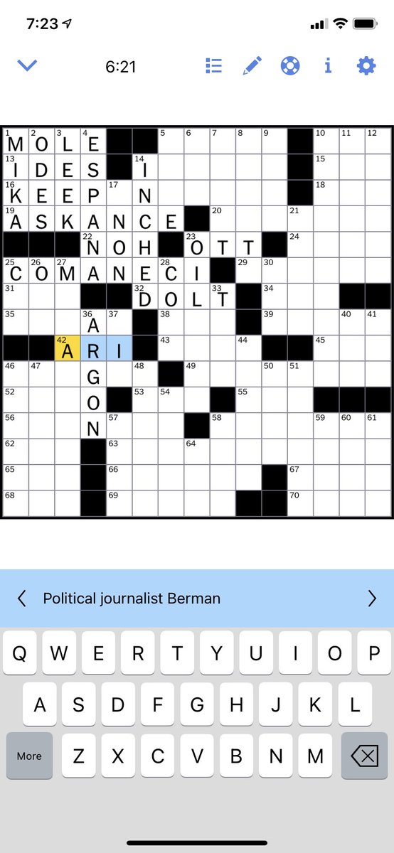 The clue should be “kick ass voting rights journalist Berman” but still a good start to the day. Congrats ⁦<a href="/AriBerman/">Ari Berman</a>⁩ !