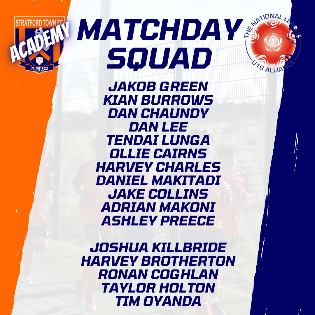 Today’s Match Day Squad to face <a href="/TamworthAcademy/">Tamworth FC Academy</a> 🔥 

#bards | #dauntless | #academy