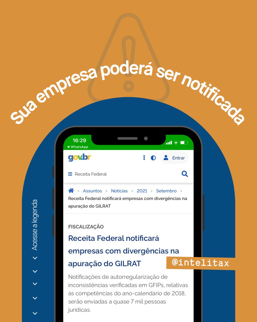intelitax's tweet photo. Sua empresa poderá ser notificada para regularizar o GILRAT ref. 2018. O que fazer, caso você seja notificado? 

1) Fique tranquilo, você não precisará se dirigir à Receita Federal;
2) Corrija as GFIPs;
3) Regularize os débitos.

Nosso time pode te ajudar 🙌 #intelitax https://t.co/QCPOQOHOKC