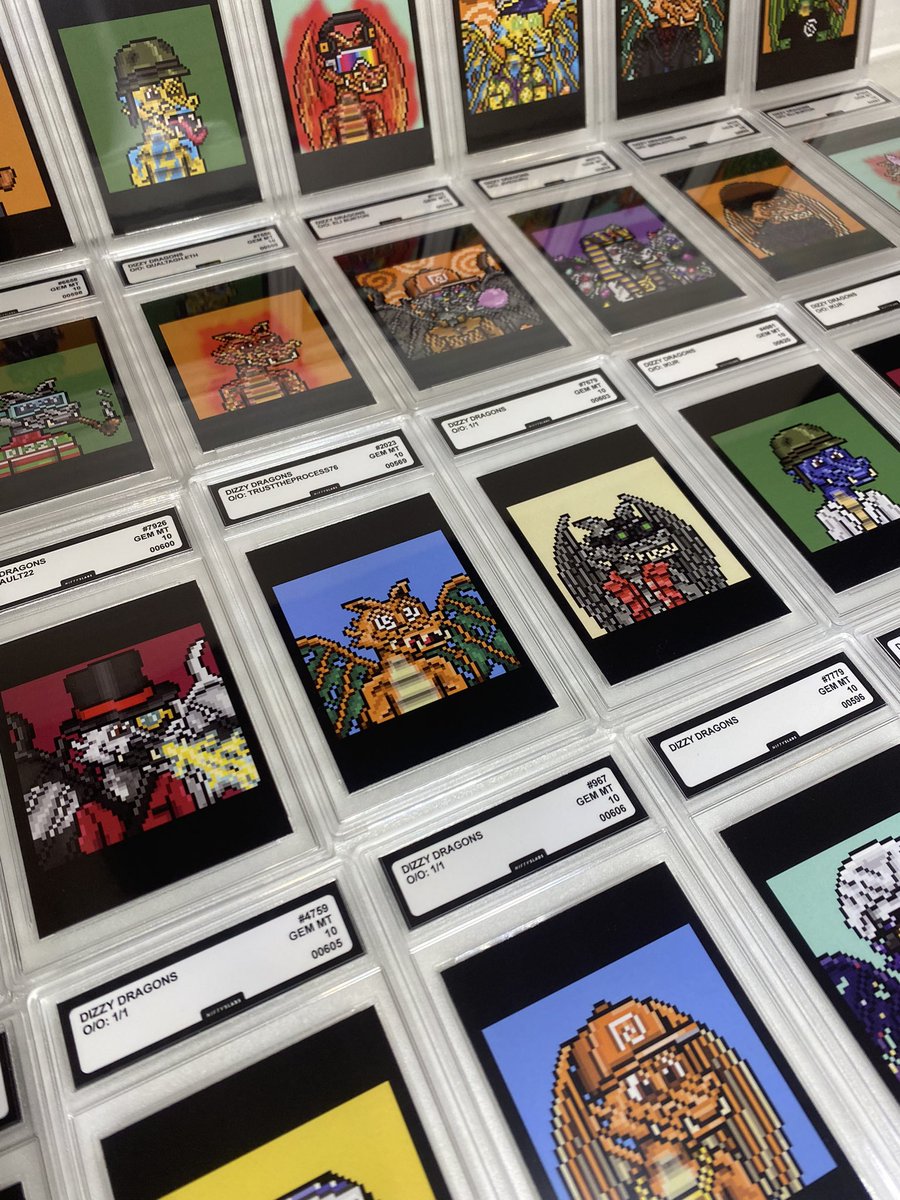 NiftySlabs's tweet photo. Some more @DizzyDragonsNFT straight off the line and ready for shipping into the wild. π
Time is running out to score your 1/1 slabbed Dragon at just 0.015 thanks to the Dizzy Dragon team.
#DizzyDragon #NiftySlabs #1of1 https://t.co/3KFoNs15bl