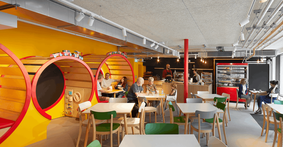 builtbyitc's tweet photo. @polkatheatre has officially re-opened it’s doors 🎉. Our work included the construction of a new adventure theatre, studio, lift, ticket office and cafe.  
Partners: @FosterWilsonArc, @Charcoalblue, @ArupGroup, @SkellyandCouch, @Beadmans, @Cragg_Services  

📸 @HuftonandCrow https://t.co/lcLuSjuVUs