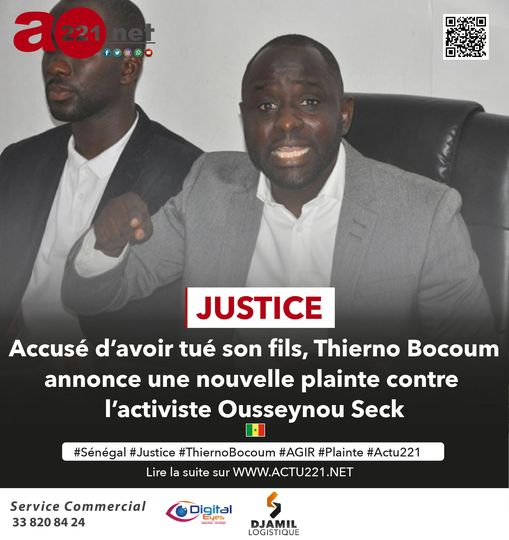 actu221net's tweet photo. Flash 🔴| Thierno Bocoum annonce une plainte contre Ousseynou Seck. 
Lire la suite sur https://t.co/kt2KCH2KhA...
#Actu221 #Sénégal #MackySall #A221 #A221TV #OusmaneSonko #AdjiSarr #FreeSenegal #DigitalEyes #Afrique #Africa #Covid19 #YewwiAskanWi #ElectionsLocales #Apr https://t.co/bialOToclZ