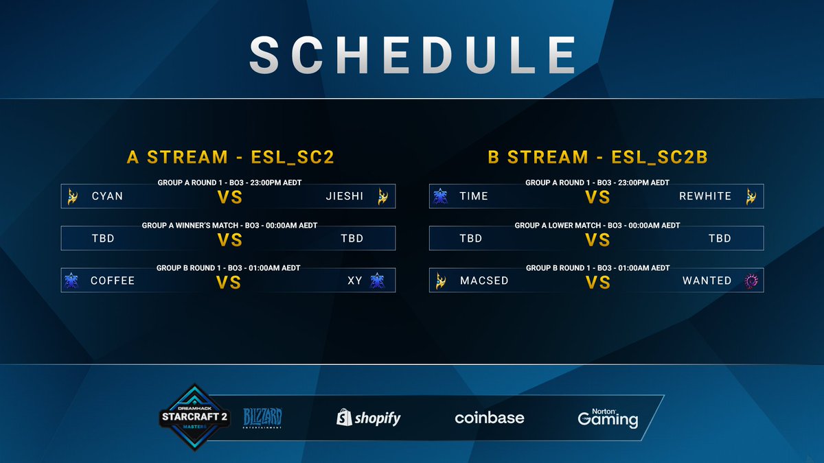 DreamHackSC2's tweet photo. Ready to kick off the DreamHack SC2 Masters Winter: China group stage? We've got plenty of matches lined up for you tonight so take your pick!

#Jieshi vs @sc2cyan
🔴 https://t.co/RvsmM61F3M

#Time vs #ReWhite
🔴 https://t.co/oTVAAoV88D

#DHSC2 ❄ #ESLProTour https://t.co/izlyXsJsPK
