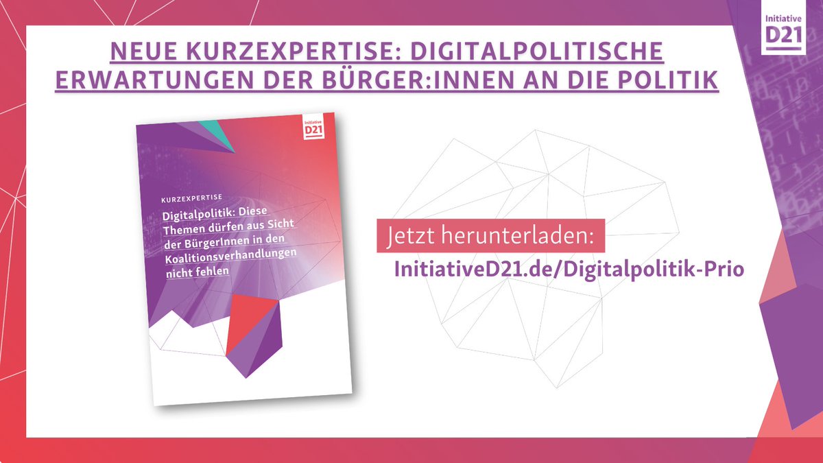 initiatived21's tweet photo. BürgerInnen haben klare Vorstellungen zu den Prioritäten in der #Digitalpolitik +++ Mehrheit will Weiterbildungen für #Digitalisierung, bessere Infrastruktur &amp; stärkeren Verbraucherschutz +++ Neue digitalpolitische Kurzexpertise der Initiative D21: https://t.co/oRmixE45FM https://t.co/5kXpCFt6DA