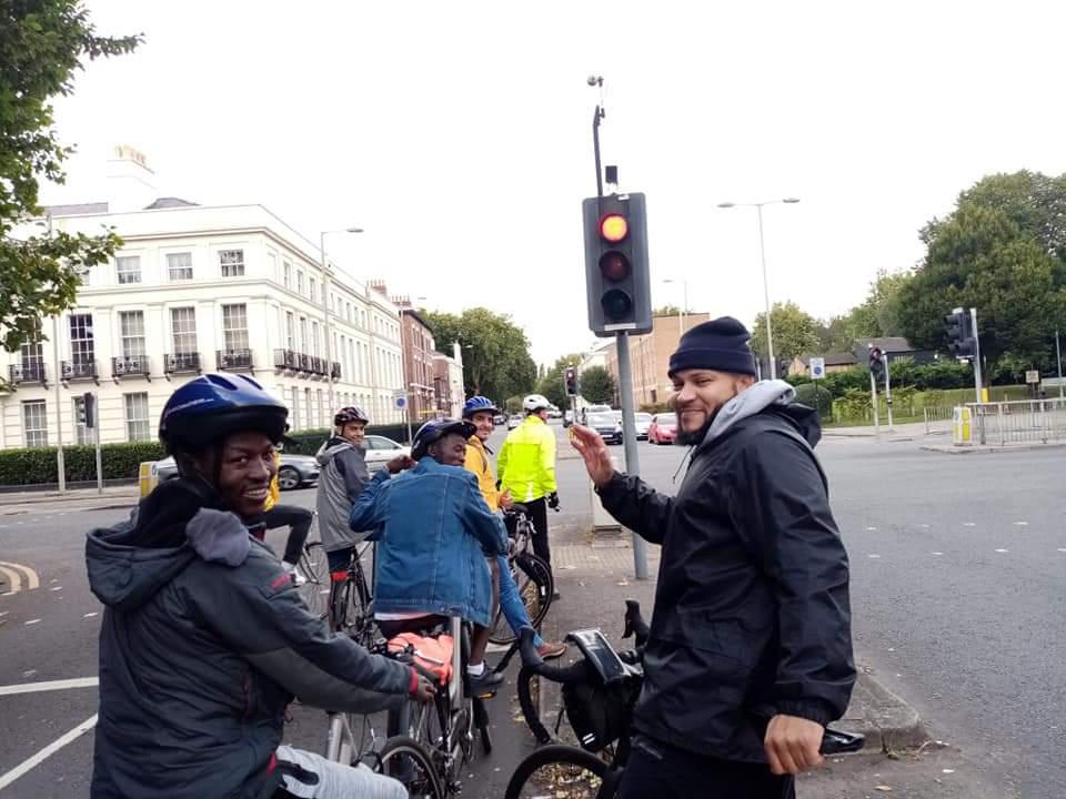 cycleoflife8's tweet photo. Helping newly arrived get confident on British roads with @AsylumLink #cycleconfidence #Liverpool #asylum https://t.co/bXsJ0bFElT