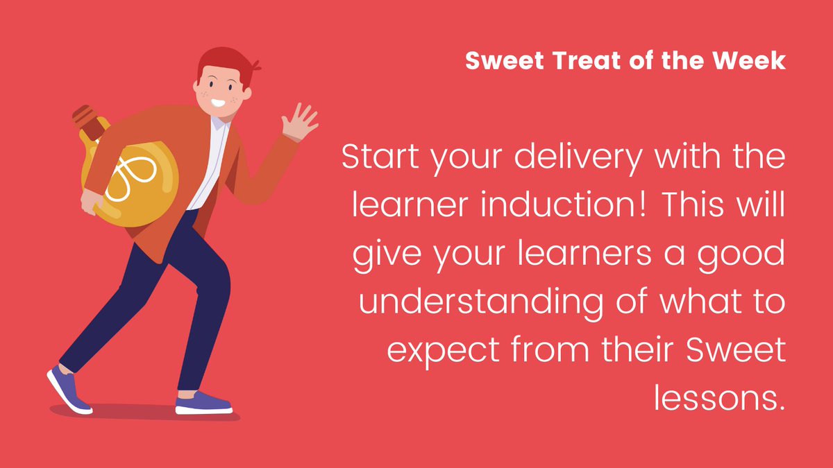 sweet_llwyddo's tweet photo. Start your delivery with the learner induction! This will give your learners a good understanding of what to expect from their Sweet lessons.
#SuccessIsSweet #SweetEducation #BTEC #TopTip #Pearson https://t.co/7bJjbNzVFw