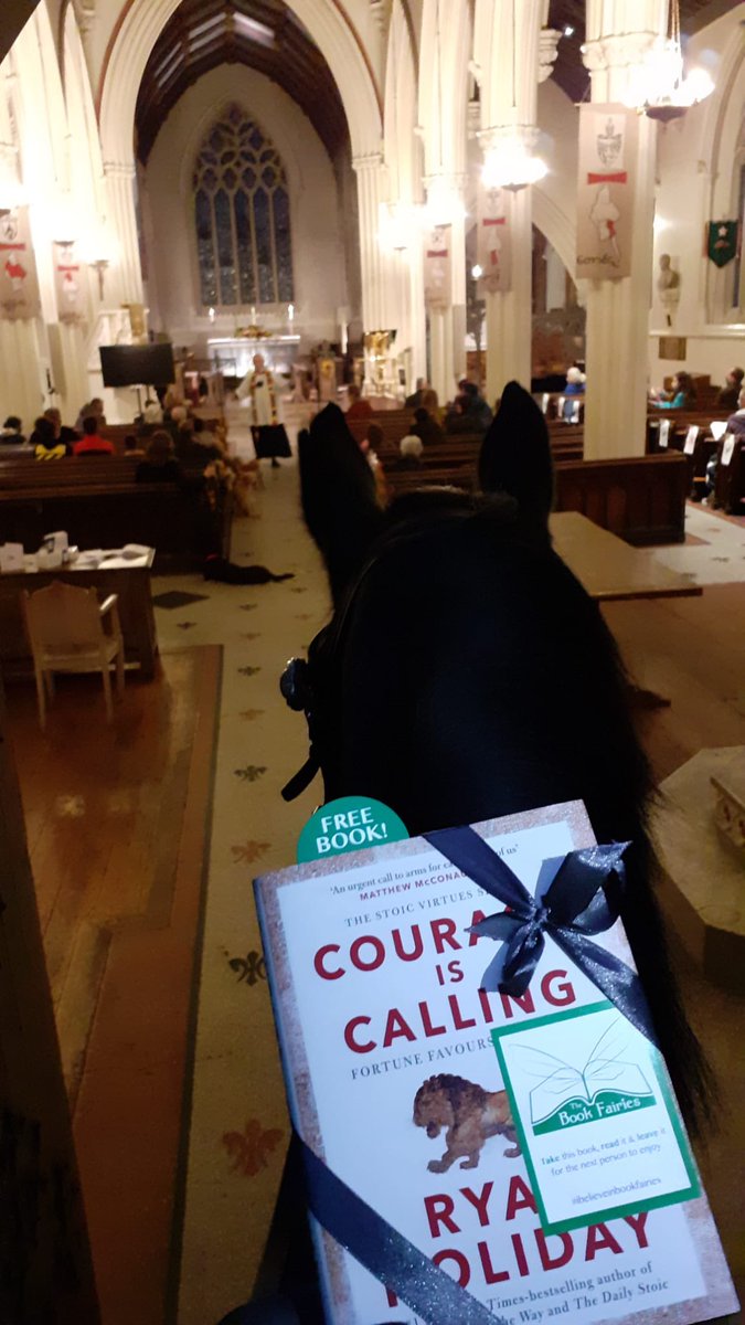 It’s our first episode of #BookFairiesonHorseback and this new book fairy left a copy at a church - they were attending an animal blessing! Can you spot the dogs too?

#ibelieveinbookfairies #courageiscalling @ProfileBooks @RyanHoliday #newbook #newbookfairy #bookfairies #horses