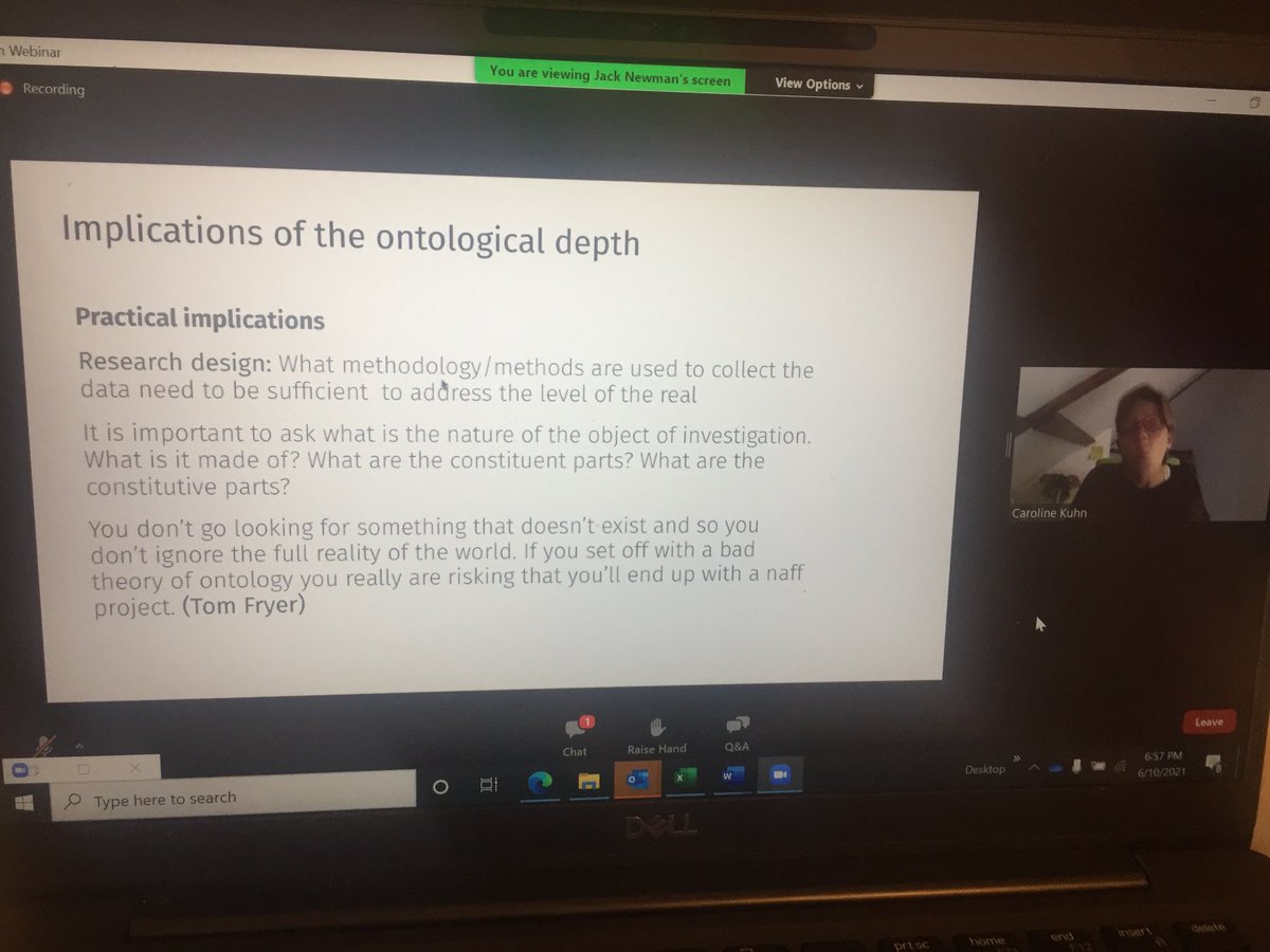 DrPriyaKhanna's tweet photo. We, by definition of a thinking being, engage in ontology- implicit if not explicit & inevitably as researcher. Fasicinating workshop on unpacking ontological implications of a reserach using #Criticalrealism #CRWorkshop by @jacknewmanHE and Caroline Kuhn https://t.co/2EyT9OQ8aa