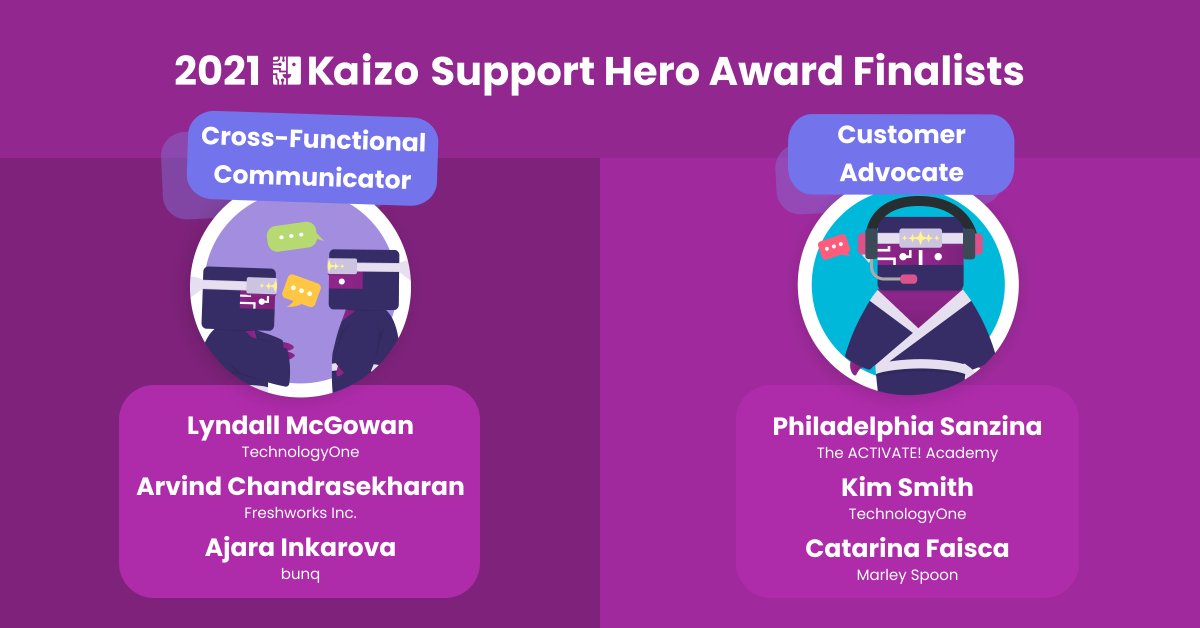KaizoHQ's tweet image. Here is the last batch of the nominees competing for our 2021 Kaizo Support Hero award and the last 2 categories we’re looking at here! Please support our finalists 🙌

#customersupportweek #2021supported