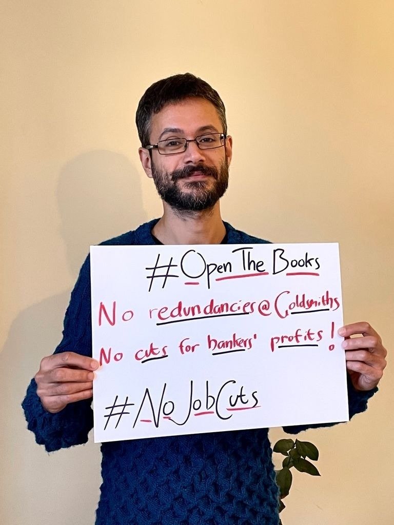 GoldsmithsUCU's tweet photo. Day 3 of our #NoJobCuts week of action. Members at @GoldsmithsUoL are asking SMT to guarantee no redundancies and for @LloydsBank and @NatWestGroup to #OpenTheBooks so we can see how much profit they're hoping to make from management's attack on the humanities. Join in! https://t.co/rhgEBr4lNA
