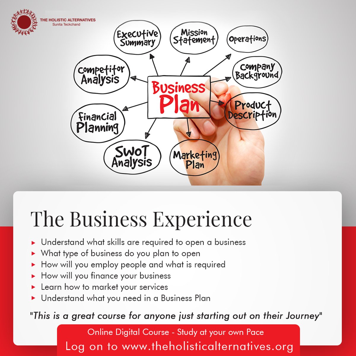 TheHolisticIns's tweet photo. The #BusinessExperience
- #skills are required to open a business 
- #typeofbusiness do you plan to open
- How will you #employpeople
- How will you #finance your business 
- How to #market your services
- #BusinessPlan

Online digital course: Log on to https://t.co/pwBUUawiEF https://t.co/O1pPFJ9Yii
