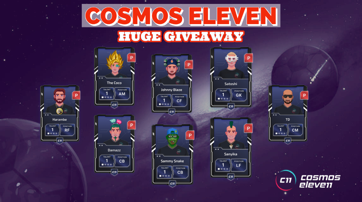Cosmos_E11even's tweet photo. 🚨WIN COSMOS ELEVEN INGAME PROMO CARDS🚨

5x 8 Promo Cards | 40 Promos | 5x Full Sets🔥

To win our #NFTs: 👇

1️⃣ Follow @Cosmos_E11even
2️⃣ Like &amp; Retweet 
3️⃣ Tag 2 Friends
4️⃣ Join discord https://t.co/4cmncyHyK5

5 Winners | 24 Hours | Good Luck 🥳

#nftgiveaways #c11 #WAX https://t.co/N0y6jQqmUQ