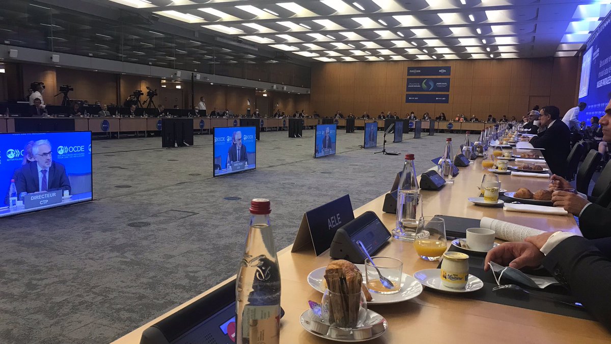 habbard's tweet photo. #OECDMinisterial taking stock of on-going tax &amp; digitalisation negotiations. https://t.co/pok0jREoI8