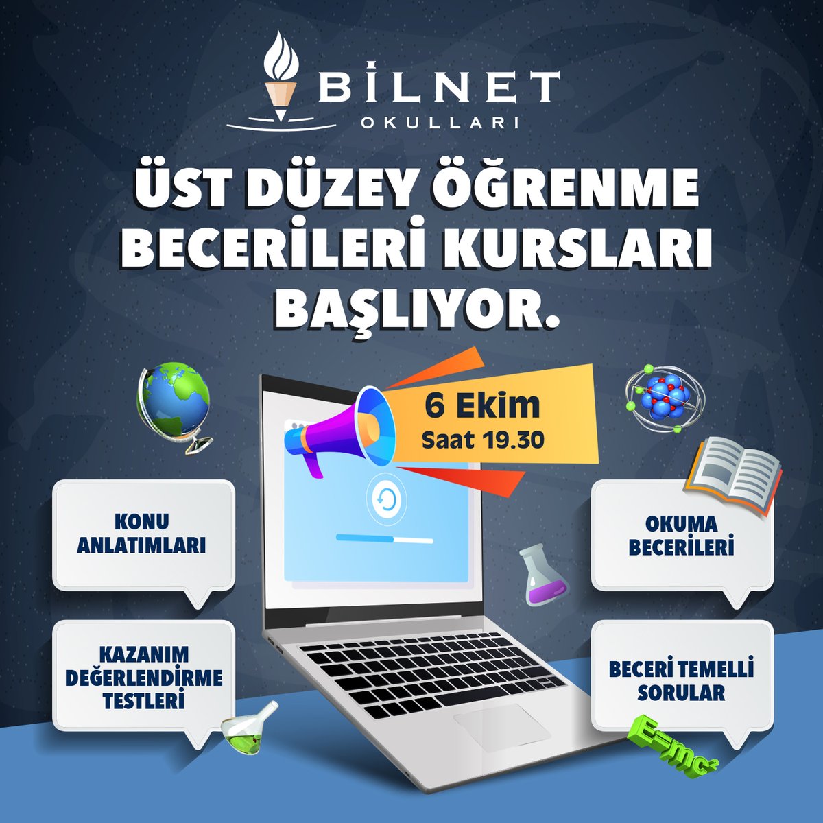 BİLNET OKULLARI “ÜST DÜZEY ÖĞRENME BECERİLERİ KURSLARI” BAŞLIYOR.

Öğrencilerimizin akademik başarılarını daha üst seviyeye çıkarmak için çalışmaya devam ediyoruz.

#bilnetokulları #bilnetschools #üstdüzeyöğrenme #becerikursları