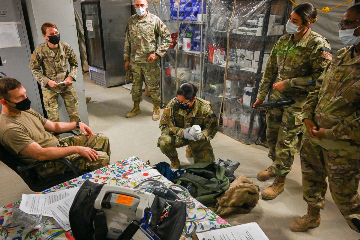 USAFCENT's tweet photo. The @378AEW En-Route Patient Staging System team is responsible for preparing patients for medical transportation, and making sure they get the best care the Air Force can provide.
Take a peek behind the scenes! #FighttoWinToday https://t.co/XuvNTgfhi7