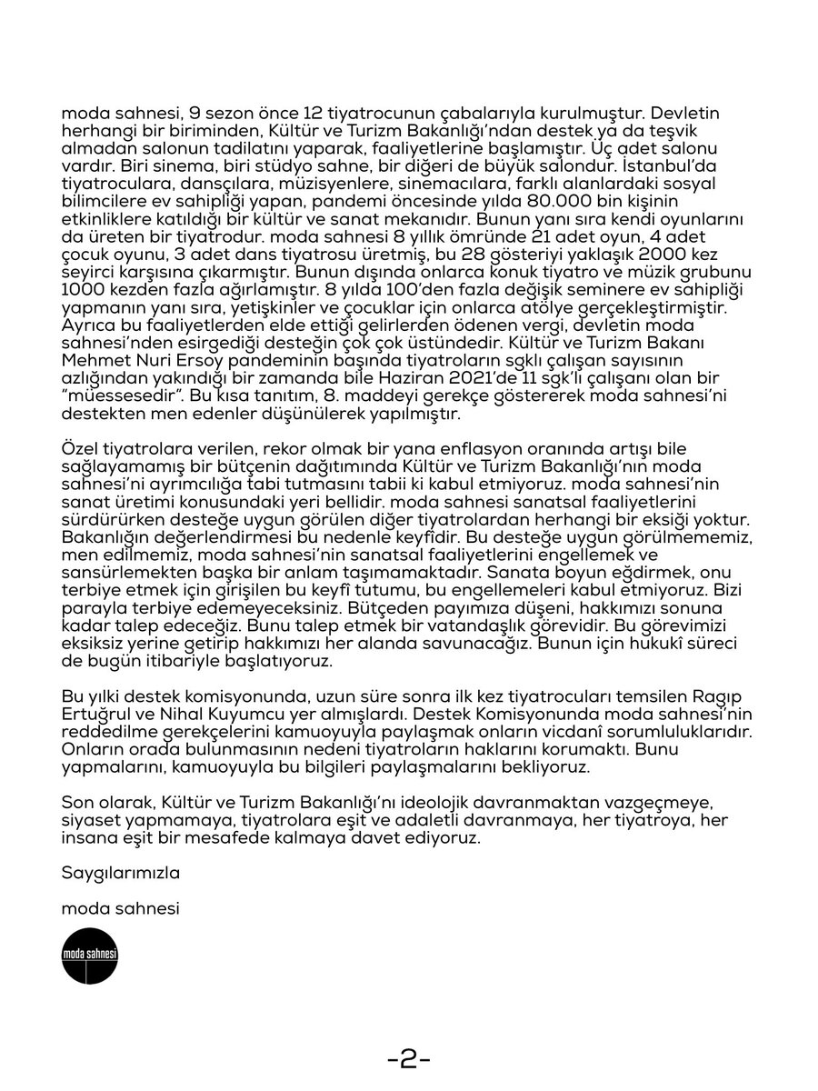 KAMUOYUNA DUYURULUR

moda sahnesi 2021-2022 sezonunda TC Kültür ve Turizm Bakanlığı tarafından desteğe uygun bulunmamıştır.

#modasahnesi