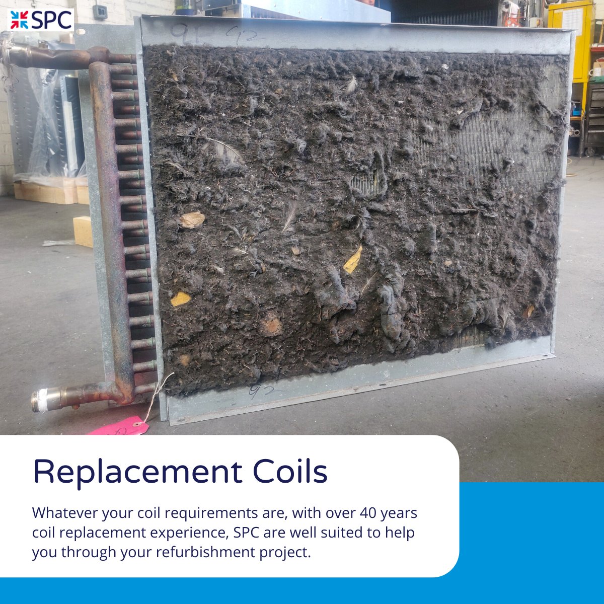 spchvac's tweet photo. Identifying the right coil and replacing to a schedule can be a challenge.
With over 40yrs experience, SPC offer #coilreplacement site surveys so one of our experts can do the difficult work for you.
Call 0116 2490044 or email spc@spc-hvac.co.uk
#hvaccoils #UKMFG https://t.co/2p1p3O99pa