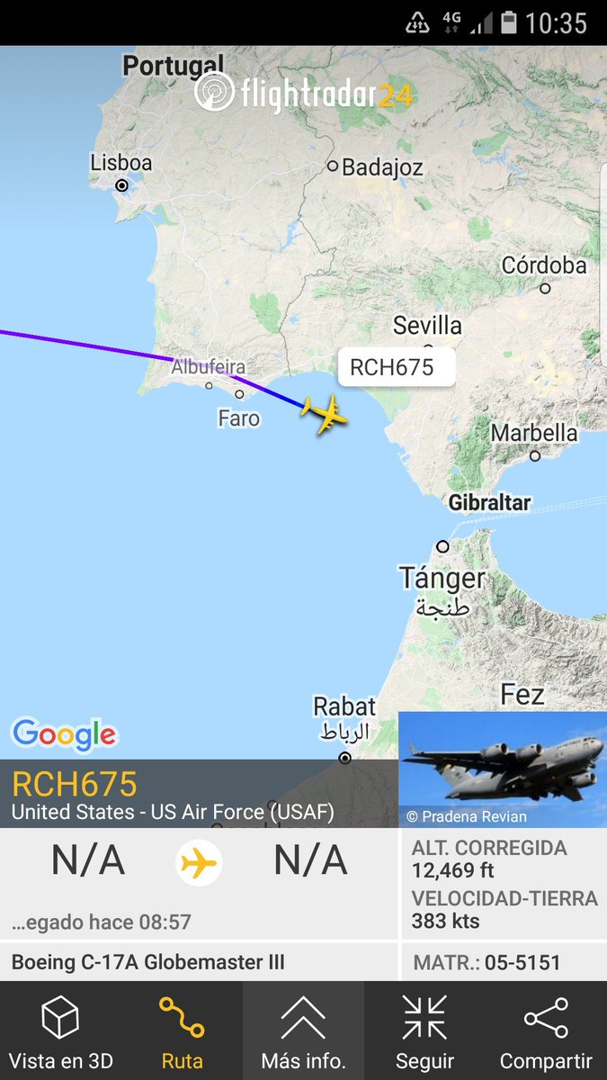 MilRadar's tweet photo. ๐บ๐ธ #USAF C-17A Globemaster III 05-5151 del #535thAS en descenso hacia #Rota procedente de #TinkerAFB #Oklahoma https://t.co/VjaiQh8I5Y