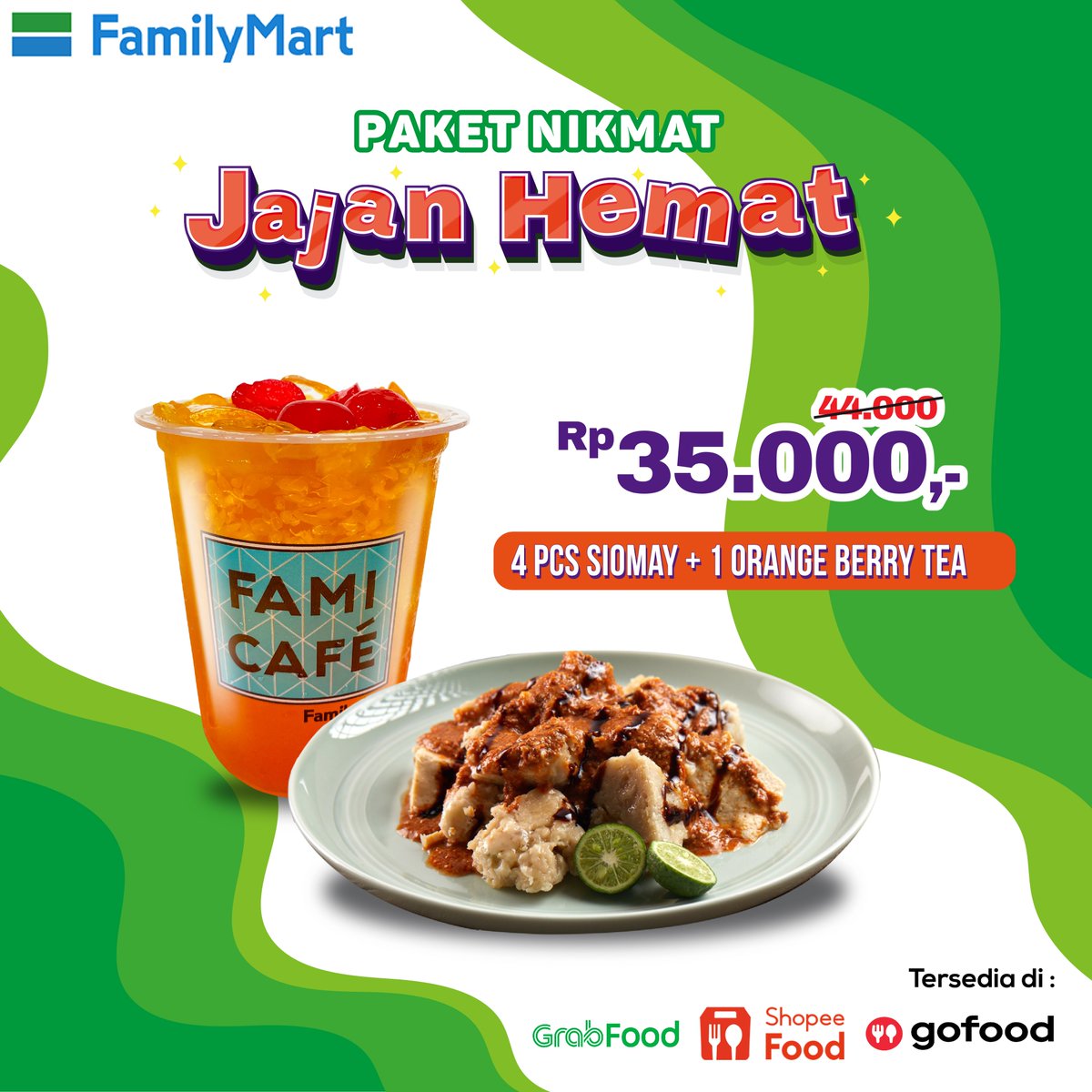 FamilyMart_ID's tweet photo. Jajan Hemat & Nikmat hanya ada di FamilyMart!
Order via @grabfoodid @gofoodindonesia @shopeefood_id sekarang!
Hanya 35K utk paket 4pcs siomay + 1 cup Ice Orange Berry Tea.
Periode: sampai 31 Oct.2021
#jajanan #jajananmurah #siomaybandung #paketnikmat #orangeberrytea #orangeseries https://t.co/91tlWmOGl5