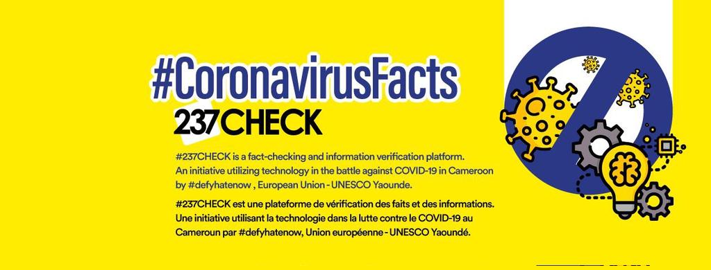 Kanda Honourine (@kandahonourine) on Twitter photo <a href="/237check/">@237CHECK</a> is live.
It is an initiative of in the battle against #Covid19 in #Cameroon.
Supported by <a href="/defyhatenow/">#defyhatenow</a>, <a href="/UEauCameroun/">L'UE au Cameroun et pour la Guinée équatoriale</a> and <a href="/UnescoYaounde/">UNESCO YAOUNDE #Education #Sciences #Culture #Comm</a> .
#Fackchecking
#CoronavirusFacts
#HateFreeCameroon <a href="/237check/">@237CHECK</a> is live.
It is an initiative of in the battle against #Covid19 in #Cameroon.
Supported by <a href="/defyhatenow/">#defyhatenow</a>, <a href="/UEauCameroun/">L'UE au Cameroun et pour la Guinée équatoriale</a> and <a href="/UnescoYaounde/">UNESCO YAOUNDE #Education #Sciences #Culture #Comm</a> .
#Fackchecking
#CoronavirusFacts
#HateFreeCameroon
