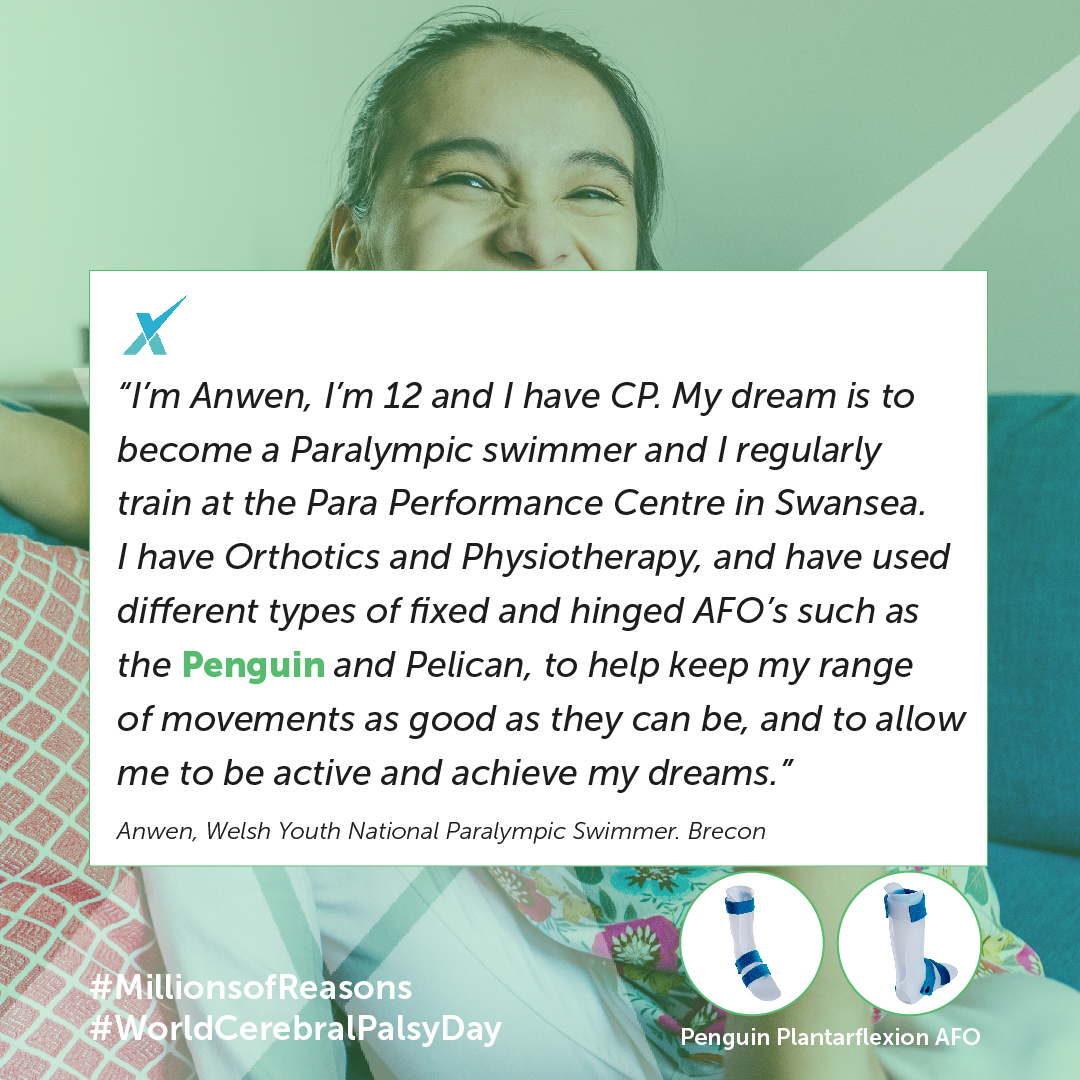 Today is World Cerebral Palsy Day and we at Orthotix are going green to show our support! 💚

We at Orthotix are supporting World CP Day by sharing a story from one of our patients who isn’t letting CP stop her from achieving her dreams and ambitions! 👩 🏊‍♀️