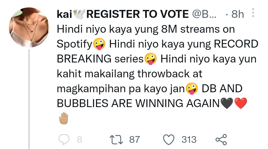 comprehend what you said here. if you aren't competing with anyone then who are you referring "niyo" here? don't come to me and sabihin sakin na "wala naman akong sinabi, bat natamaan kayo" because it's obviously your intention to compete with us. God Bless!