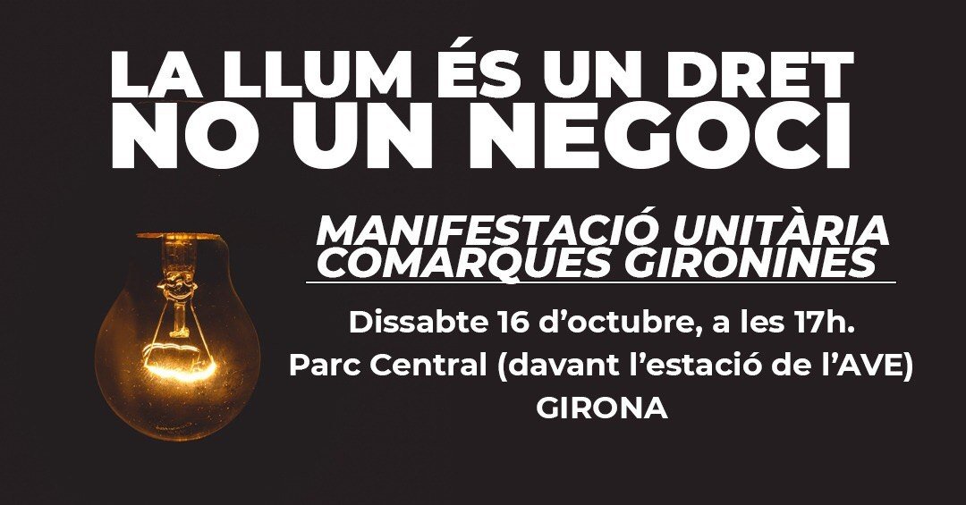 📈 Avui, nou màxim històric del preu de la llum (228,59€/kWh)

PROU a un model d’oligopoli que especula, contamina, empobreix a la majoria i enriqueix als de sempre.

💡LA LLUM ÉS UN DRET, NO UN NEGOCI 

‼️MOBILITZEM-NOS‼️

#ApaguemEndesa #ProuOligopolis #SortimAlsCarrers