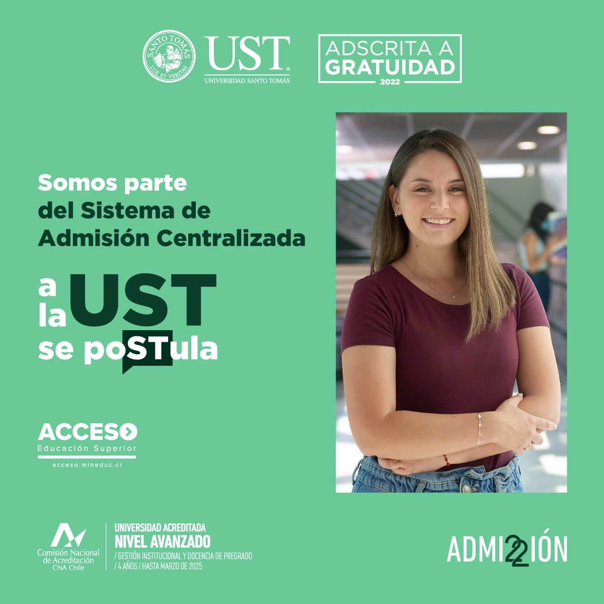 admision_UST's tweet photo. ¿Sabías que para ingresar a la UST debes postular a través del Sistema de Admisión Centralizada?
 
Una vez obtengas los resultados de tu rendición a la Prueba de Transición podrás realizar tu postulación.
 
¡Recuerda elegirnos dentro de las primeras preferencias! https://t.co/ToAogvRIvV