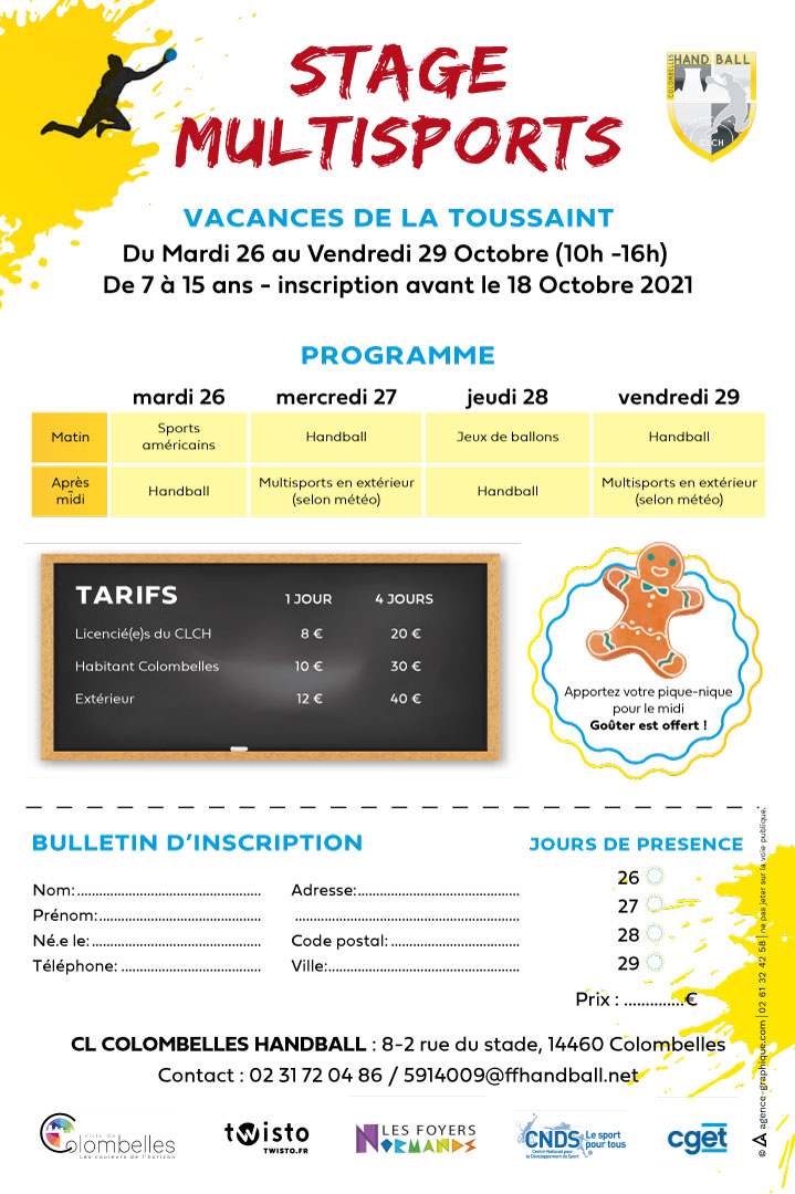 ⚫️Stage Multisports
🤾♀️🤾♂️Inscrivez vos enfants de 7 à 15 ans au stage multisports durant les vacances de la Toussaint
#stage #sport #vacances #multisport