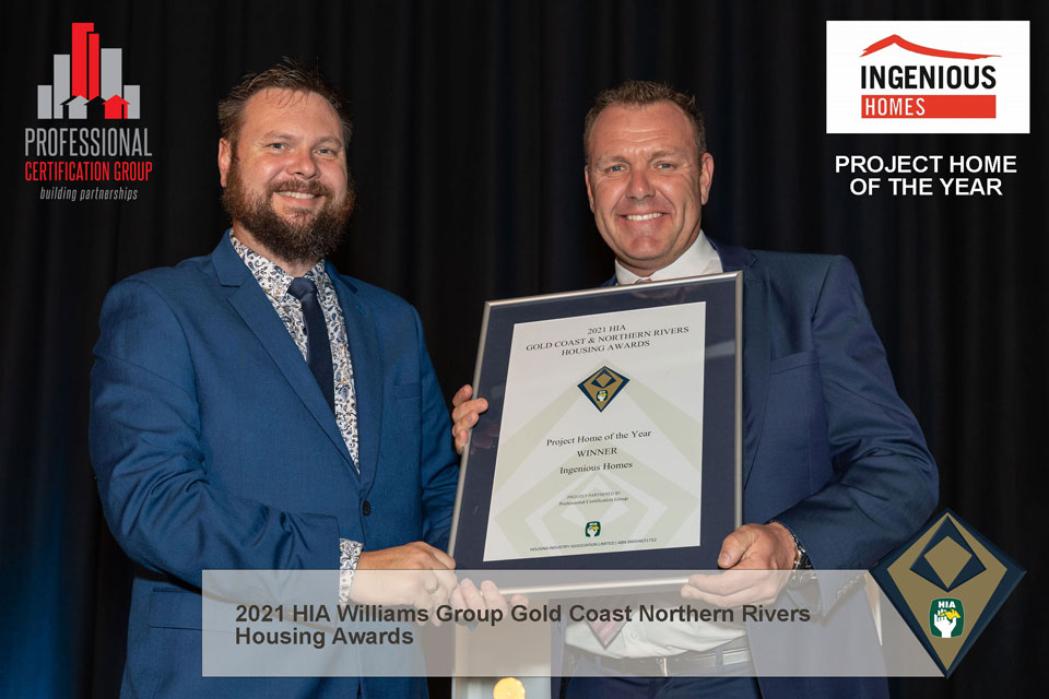 ProCertGroup's tweet photo. Professional Certification Group, proud Awards Partner sponsor of the 2021 @HIA_au - Williams Group | Gold Coast Northern Rivers Housing Awards.

See some of our winners!
Congratulations to Neumann Steel and @IngeniousHomes 

Photography by @novasoma 

#hiaawards https://t.co/Wax8gKKkrj