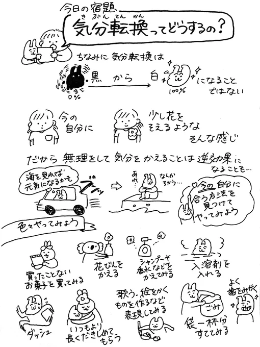 気分転換ってどうするの?

#フリー教材
#今日の宿題

人それぞれですので
これも正解ではありません🐰
なにか生きるための参考というか、支えになれれば。フリーですので、好きに使ってください。 