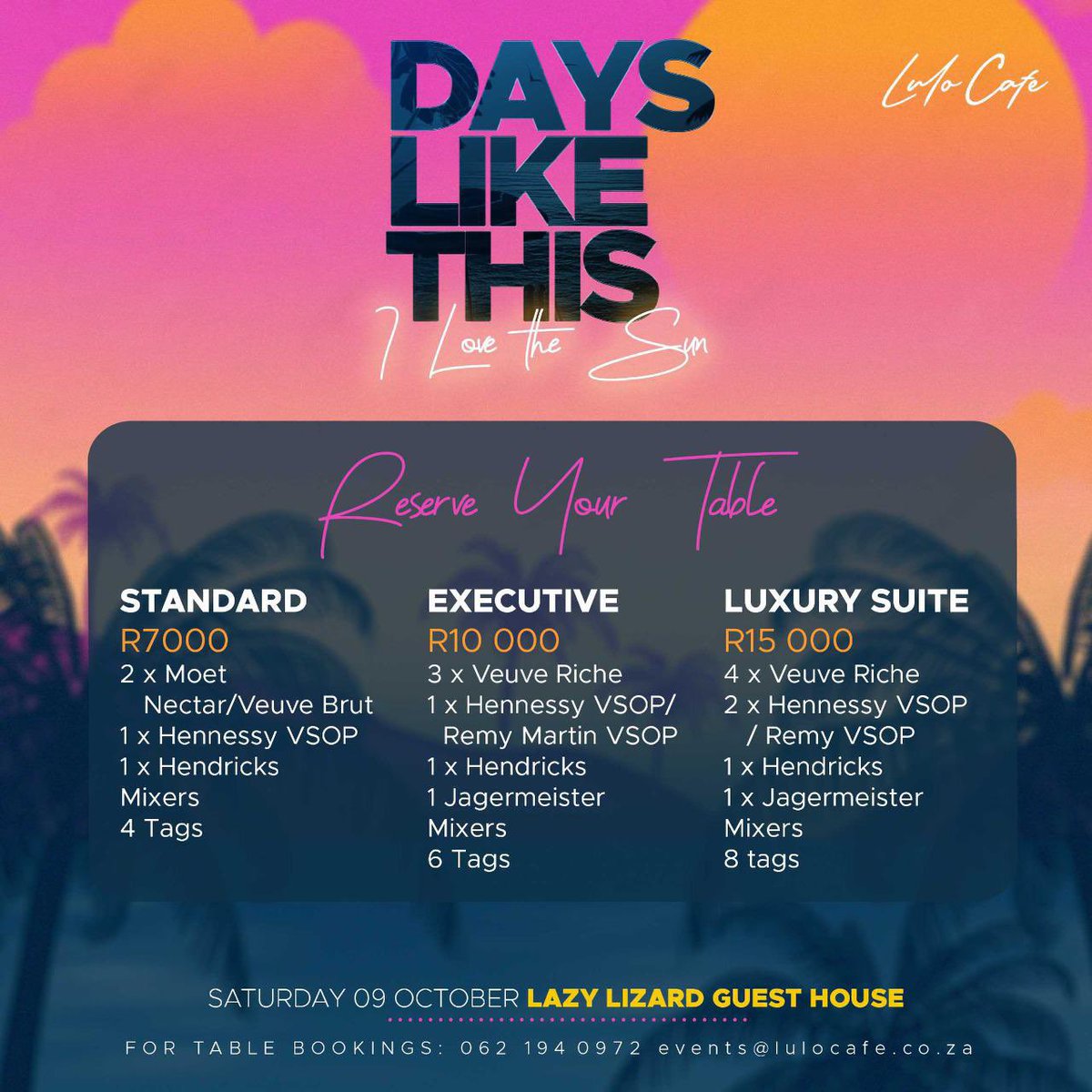 browniejigar_'s tweet photo. @LuloCafe got us set this weekend, make sure you don’t miss this one 
#DaysLikeThis https://t.co/fFyywCqavp