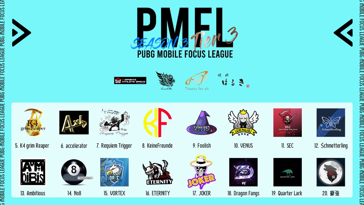 _focus_esports_'s tweet photo. ⚡️PMFL⚡️

Season3 Start🔥
21:00~🔥

Tier1
https://t.co/7YQn1AfR37
🎙ぱぴよんGAMING 
（ @papi4_gaming ）
🎙実家
（ @Zikka1st ）

Tier2
https://t.co/AdLZGjOVYV
🎙雨
（ @ameamerin03 ）

Tier3
https://t.co/lqrtszPdmJ
🎙白虎
（ @_vcm_byakko_ ）
🎙おやんき
（ @oyankiidayo ）

#PMFL https://t.co/AjLRezJbkt
