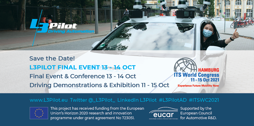 😃😃😃 Next week! We are excited - the first real event for a long time for most of us. And our final one. Join us at #L3PilotAD Final Event during #ITSWC21. Agenda available now: bit.ly/3mtsBht. 

#Horizon2020 #AutomatedDriving