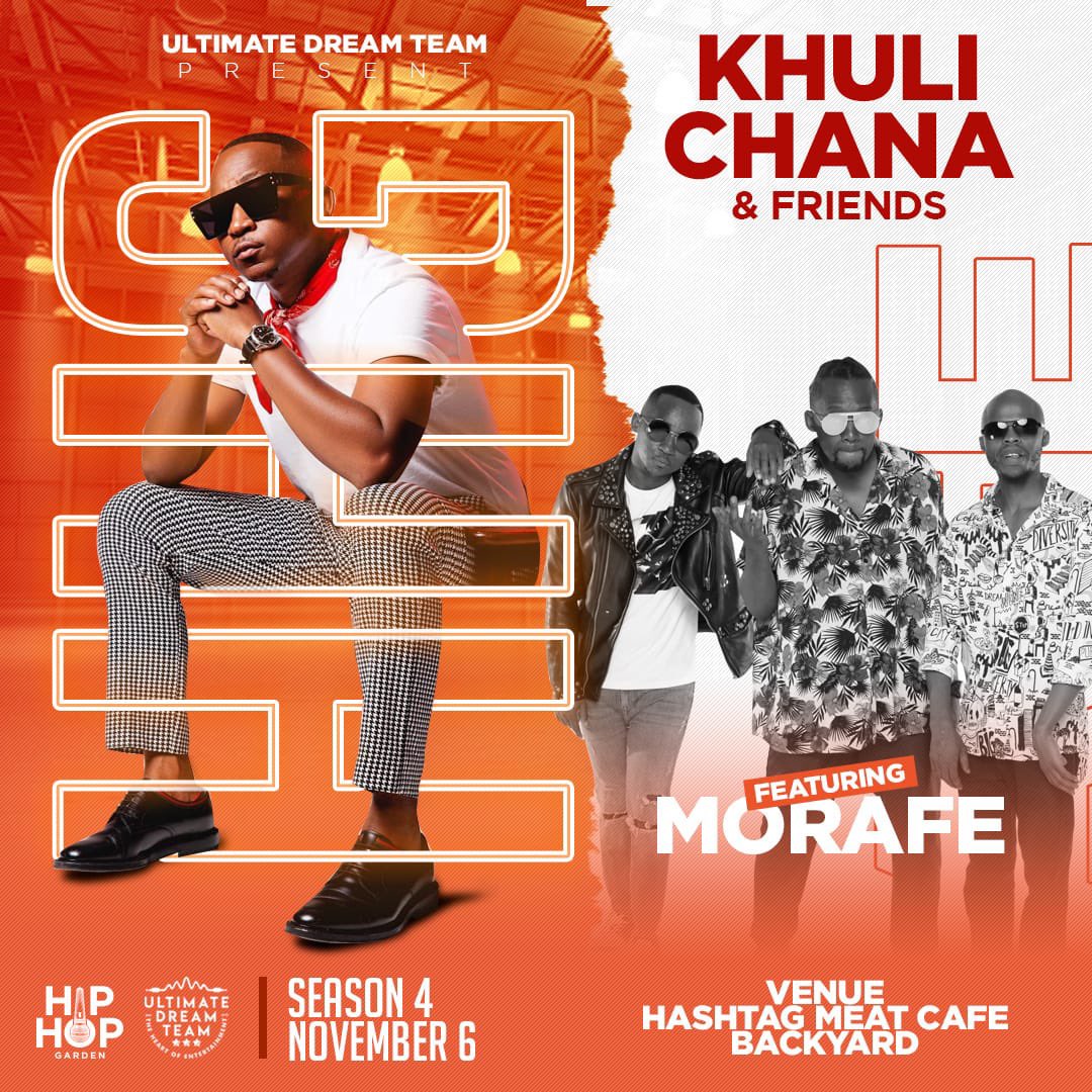 KhuliChana's tweet photo. First act on the line up for #HHGS4 is the one and only @MorafeThe
#KhuliChanaAndFriends https://t.co/7Pe8zTUHiG